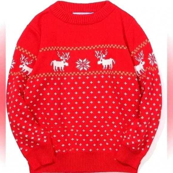 GRANDWISH Red Baby Boys Girls Christmas Sweater O-Neck Knitted Cotton SZ 4T - Picture 1 of 8
